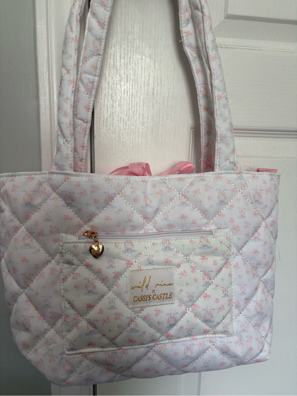 Quilted Pink Tote Bag cassis castle wild raina